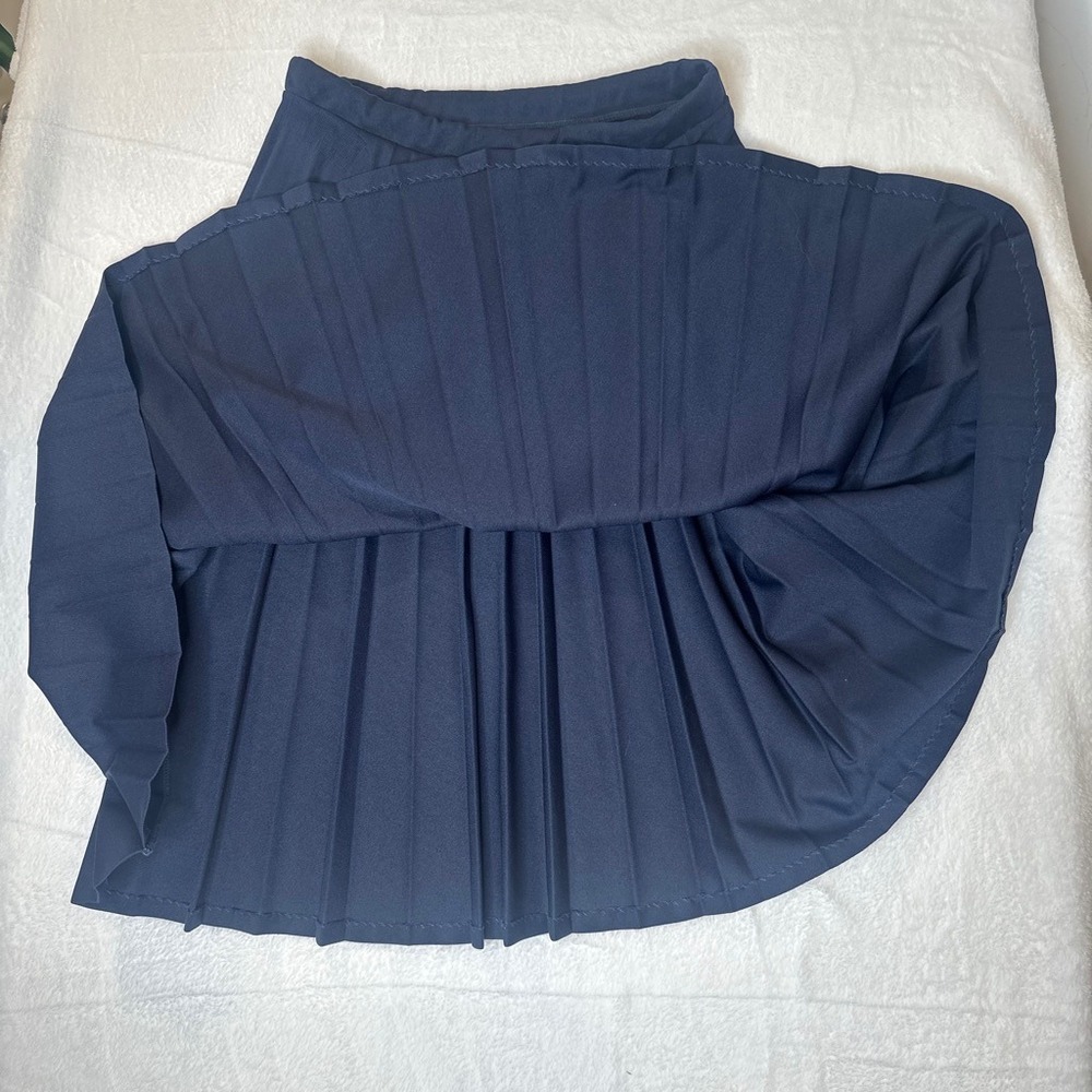 True Vintage Preppy Academia Coastal Navy Blue Pleated Midi Skirt USA MADE 12 - Picture 8 of 8